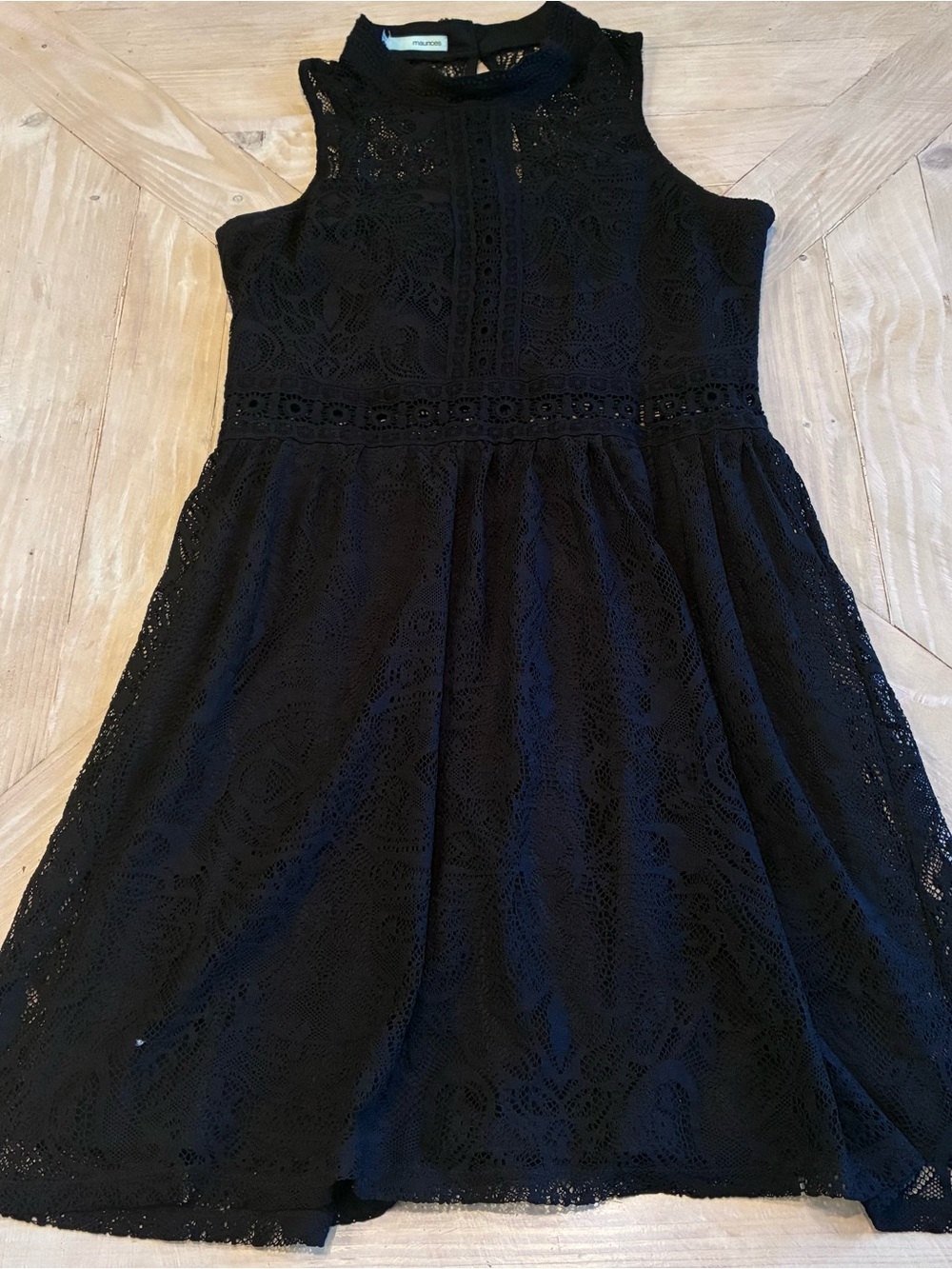 Maurices Black Lace Sleeveless Fit-and-Flare Dress